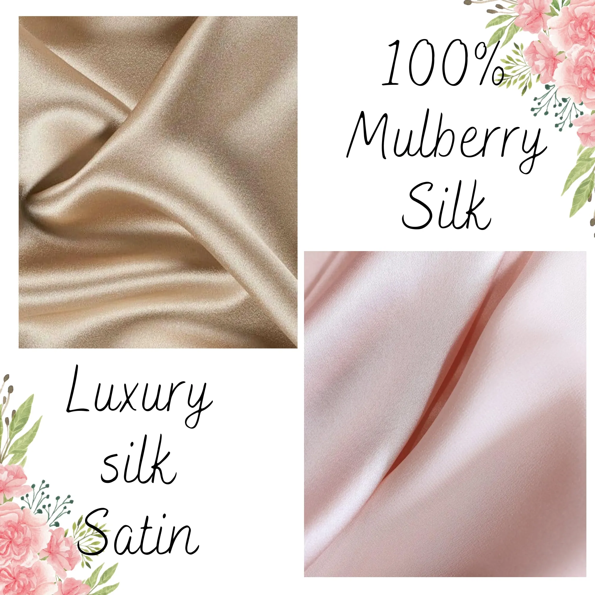 100% PURE MULBERRY SILK fabric by the yard – Satin silk fabric – 19mm - Organic fiber - Making dress - Gift for women - Silk apparel fabric