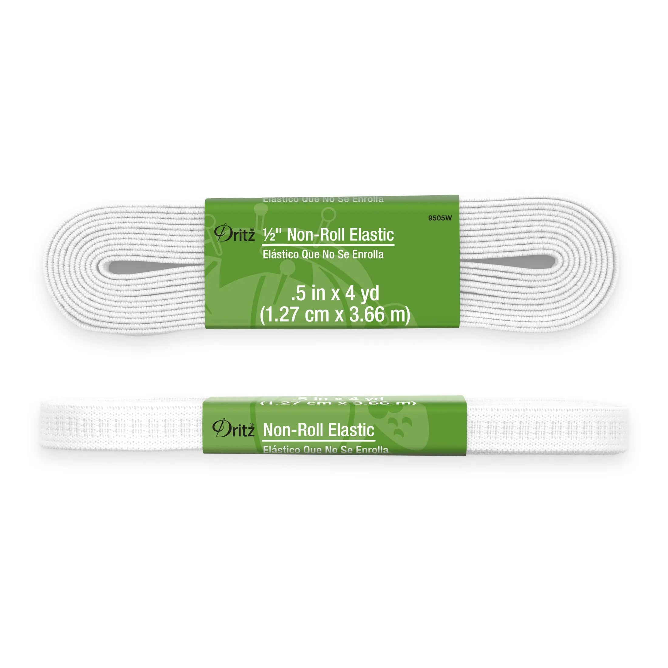 1/2" Non-Roll Elastic, White