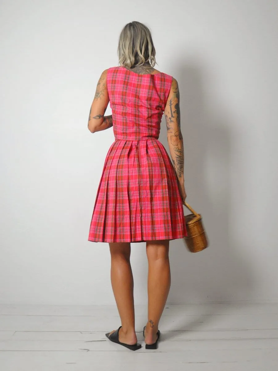 1950's Plaid 2 Piece Skirt Set