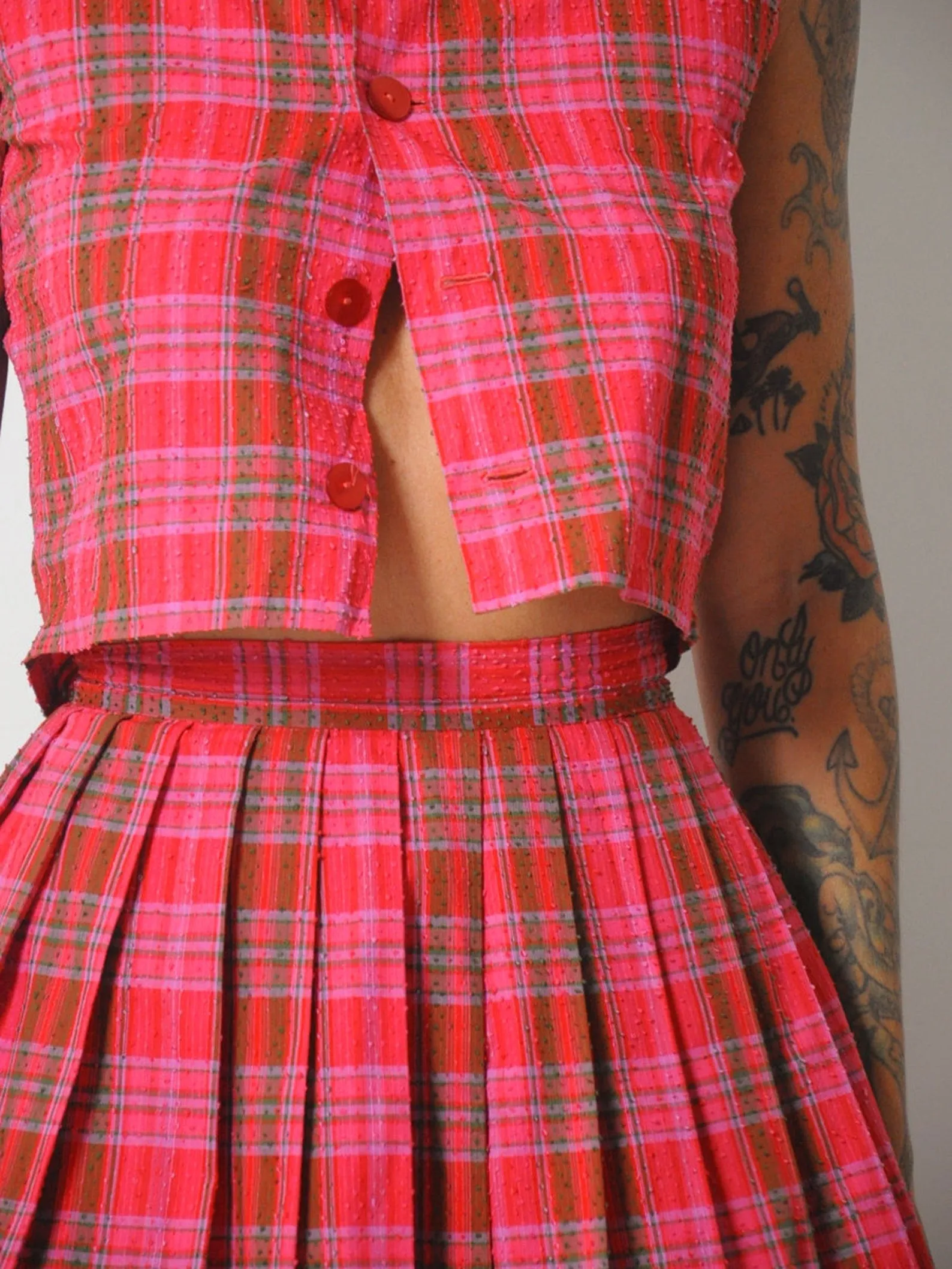 1950's Plaid 2 Piece Skirt Set