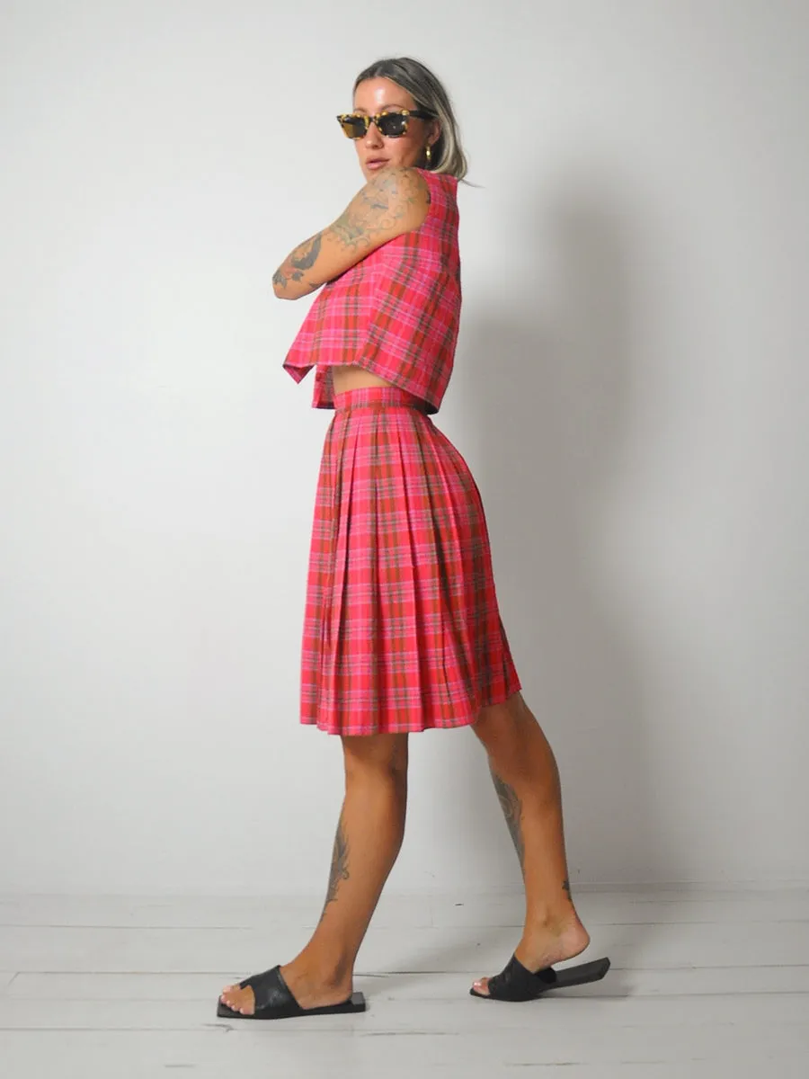 1950's Plaid 2 Piece Skirt Set