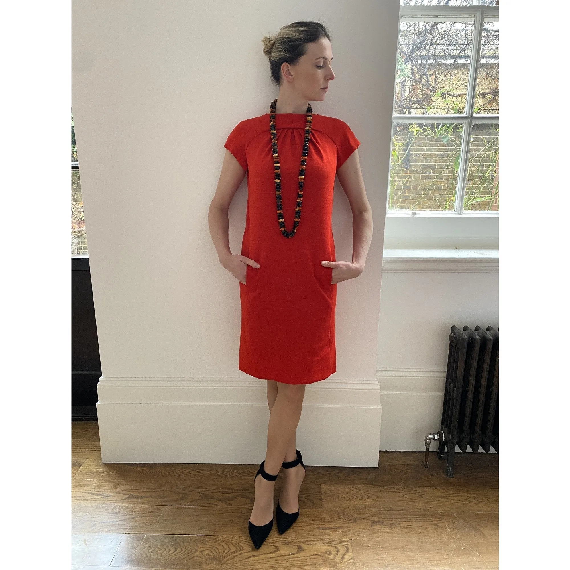 1960s Geoffrey Beene Red Jersey Shift Dress