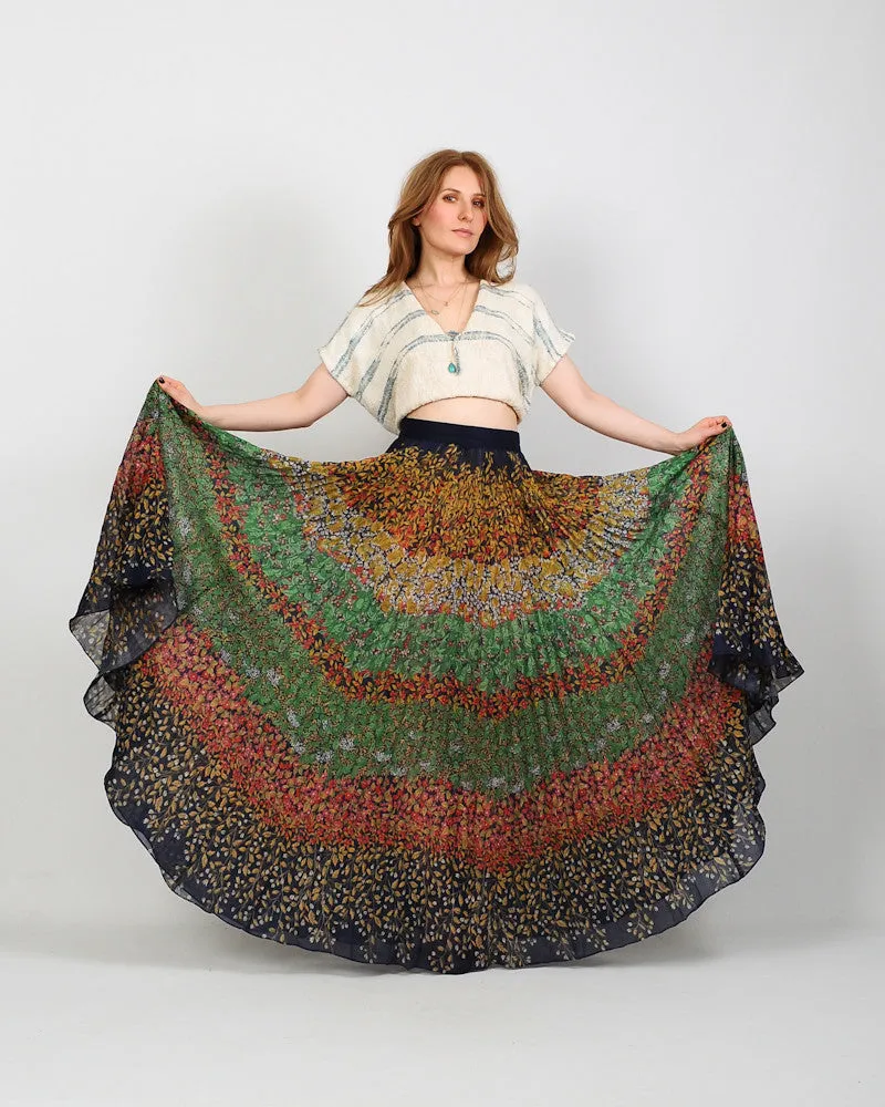 70s Bohemian Gauze Maxi Skirt