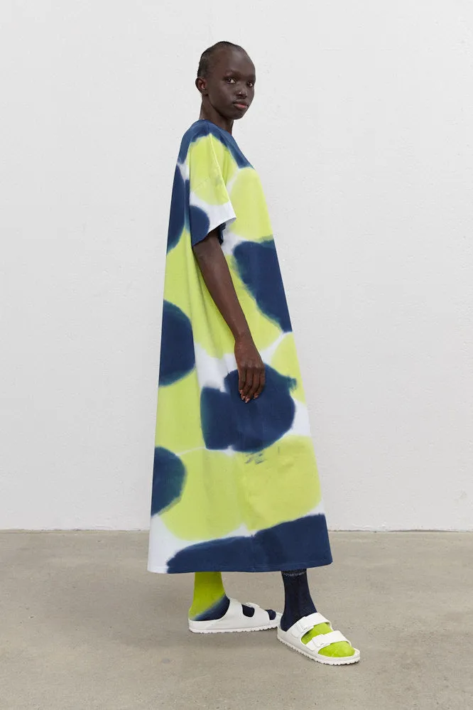 Adele Maxi Shift Dress - Navy/Lime/Green