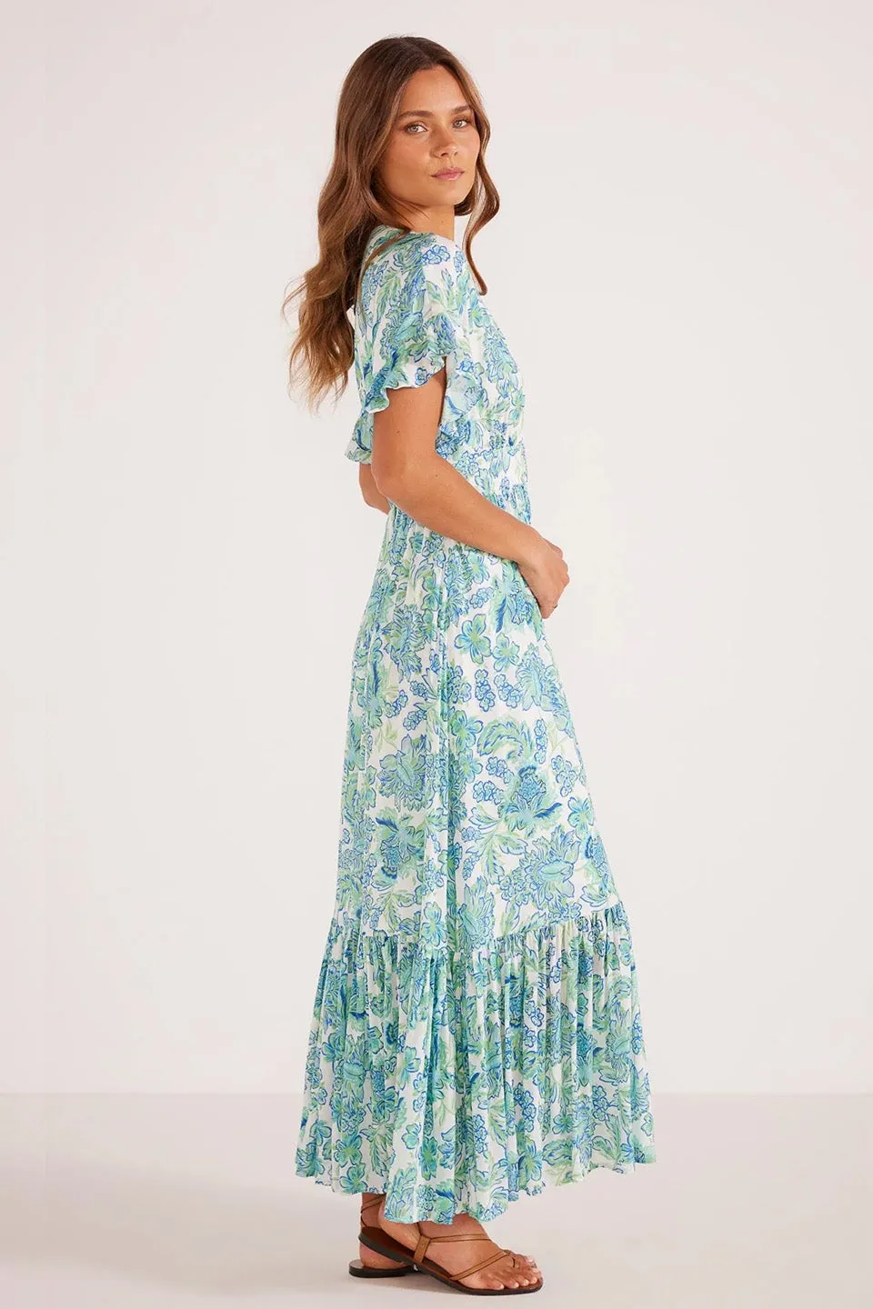 Alessia Blue Floral SS Midi Dress