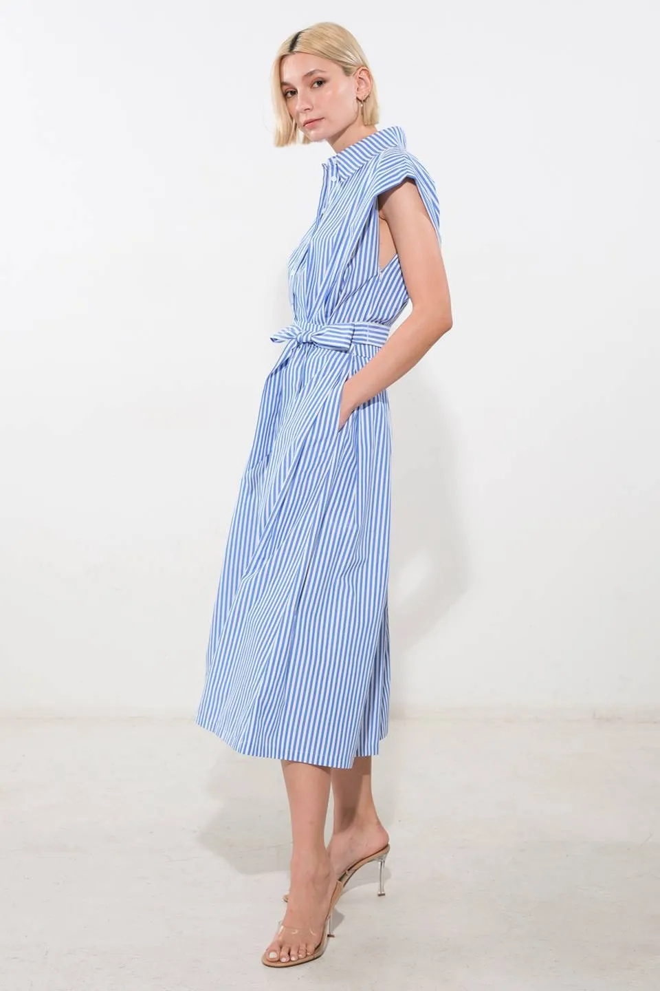 ALONG THE SHORELINE WOVEN MIDI DRESS