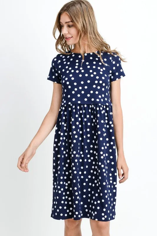 Bailey Polka Dot Dress in Navy