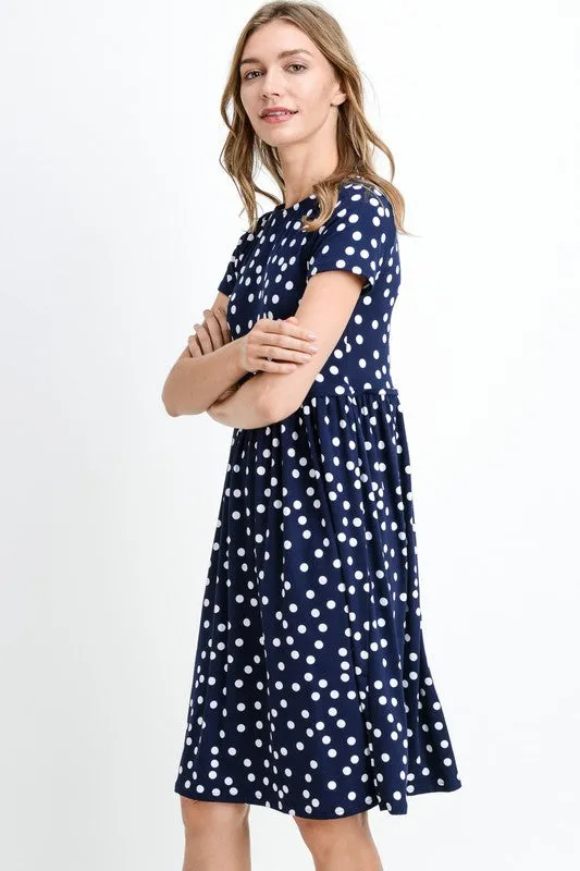 Bailey Polka Dot Dress in Navy