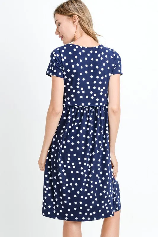 Bailey Polka Dot Dress in Navy