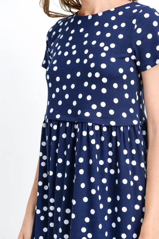 Bailey Polka Dot Dress in Navy