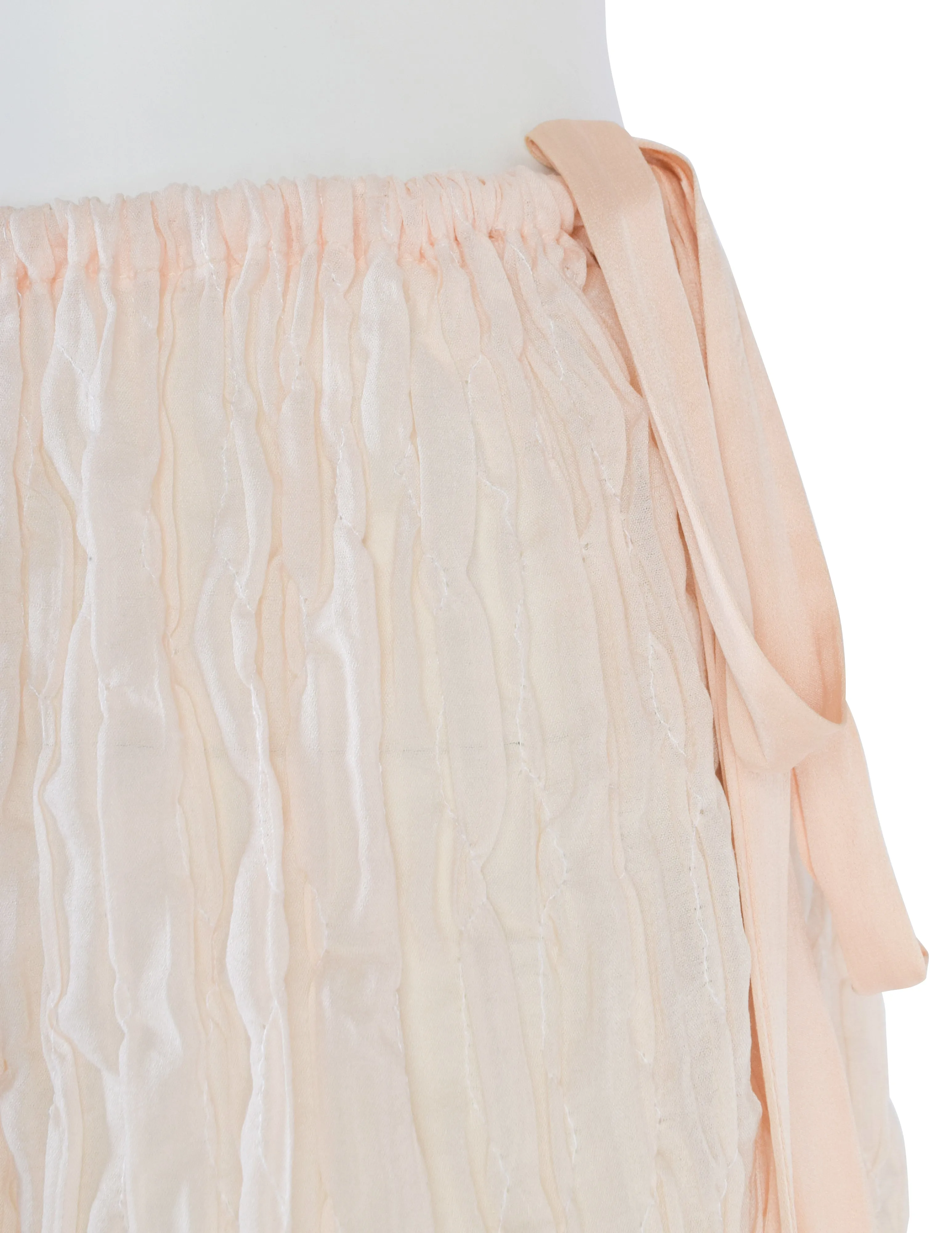 Berit Steffin Vintage 1990s Pale Pink Scrunch Pleated Maxi Skirt