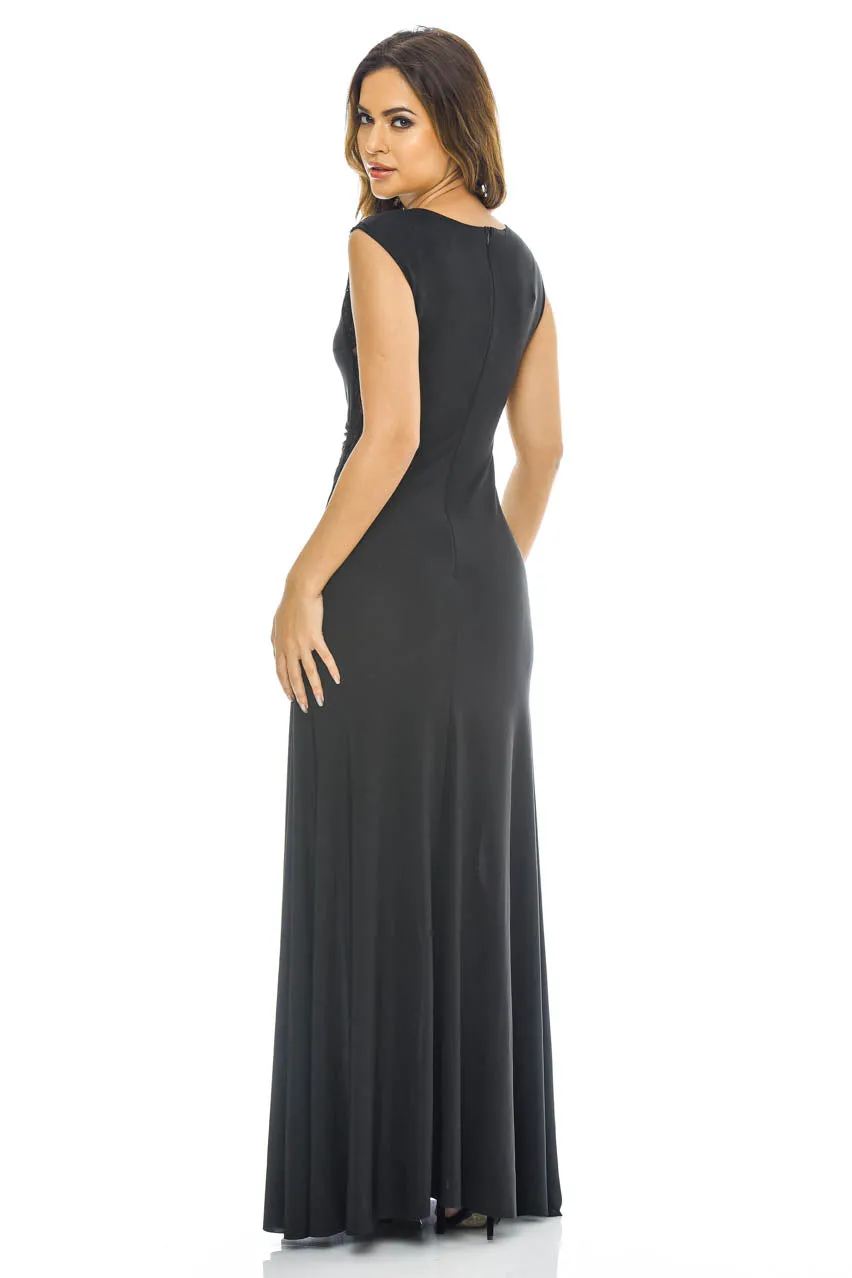 Black  Maxi Dress with Lace Insert Detail