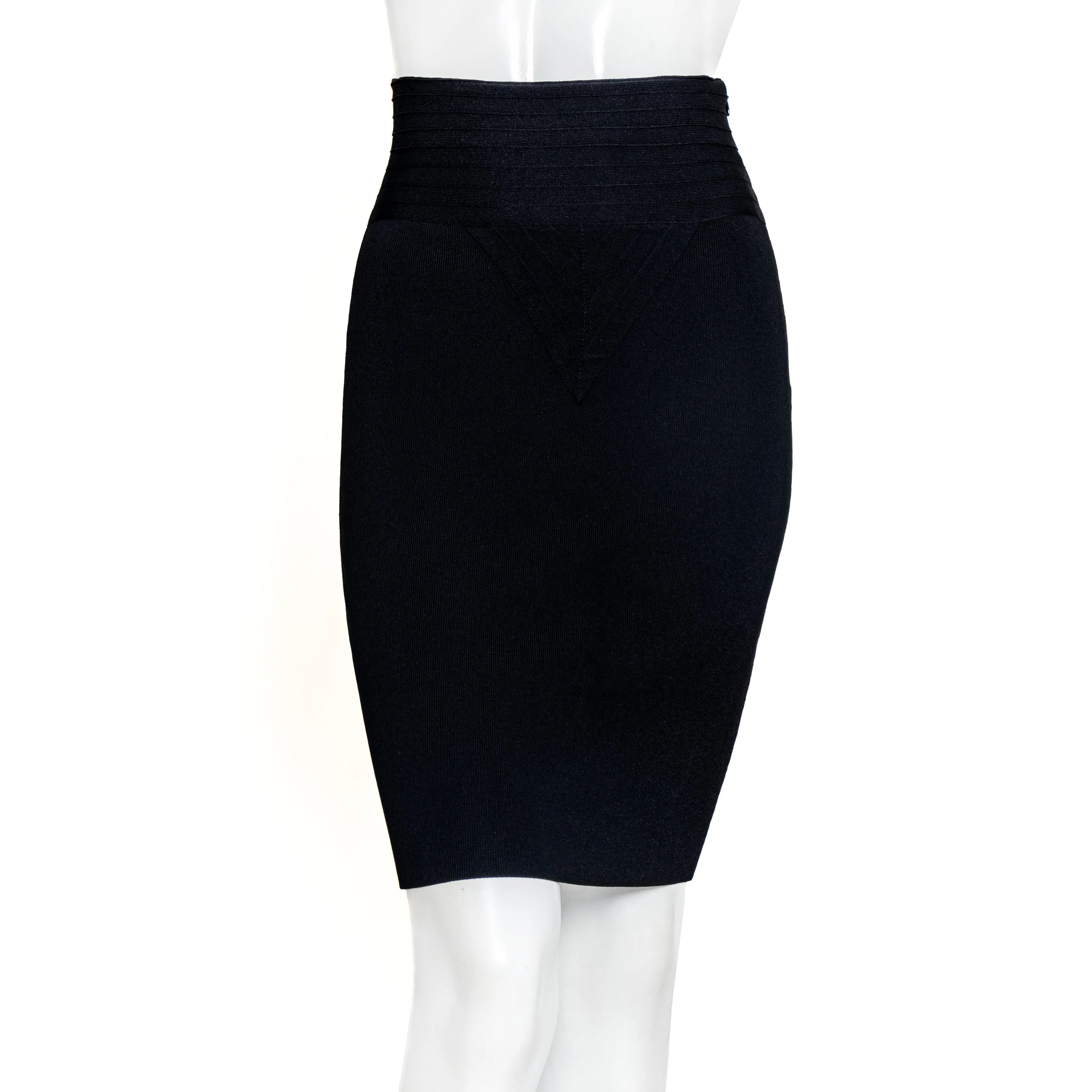 Black Viscose Bandage Pencil Skirt