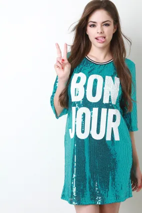 Bon Jour Sequin Boxy Shift Dress