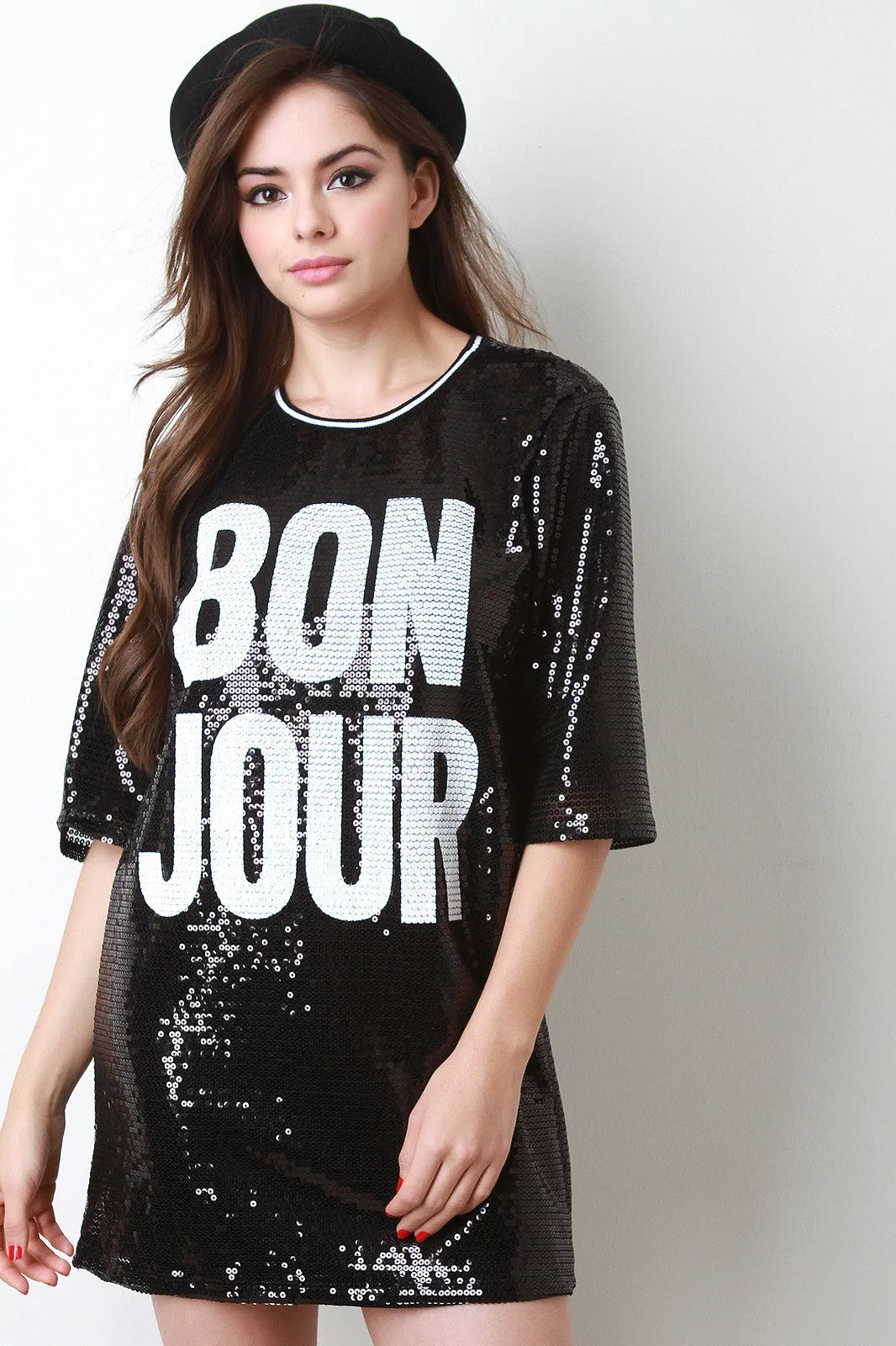 Bon Jour Sequin Boxy Shift Dress