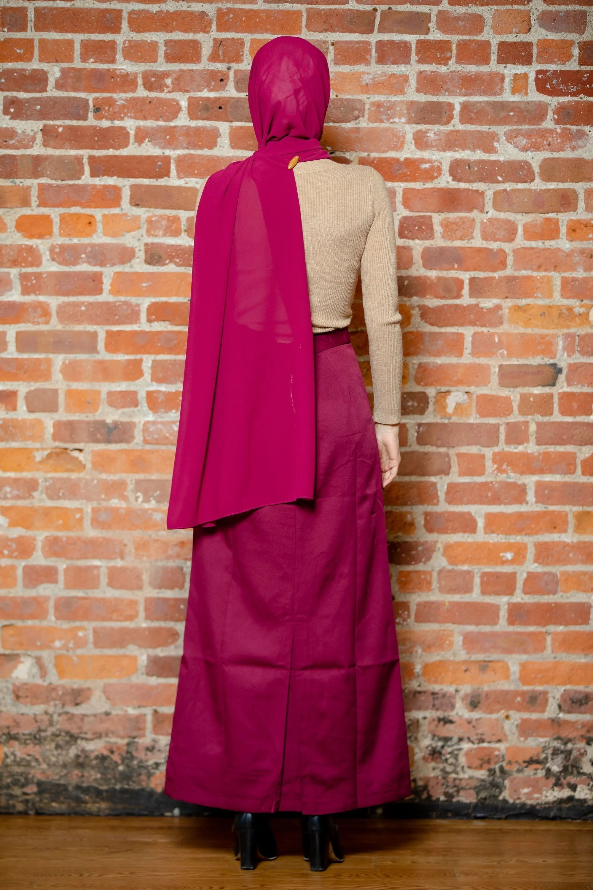 Burgundy Pencil Maxi Skirt-CLEARANCE