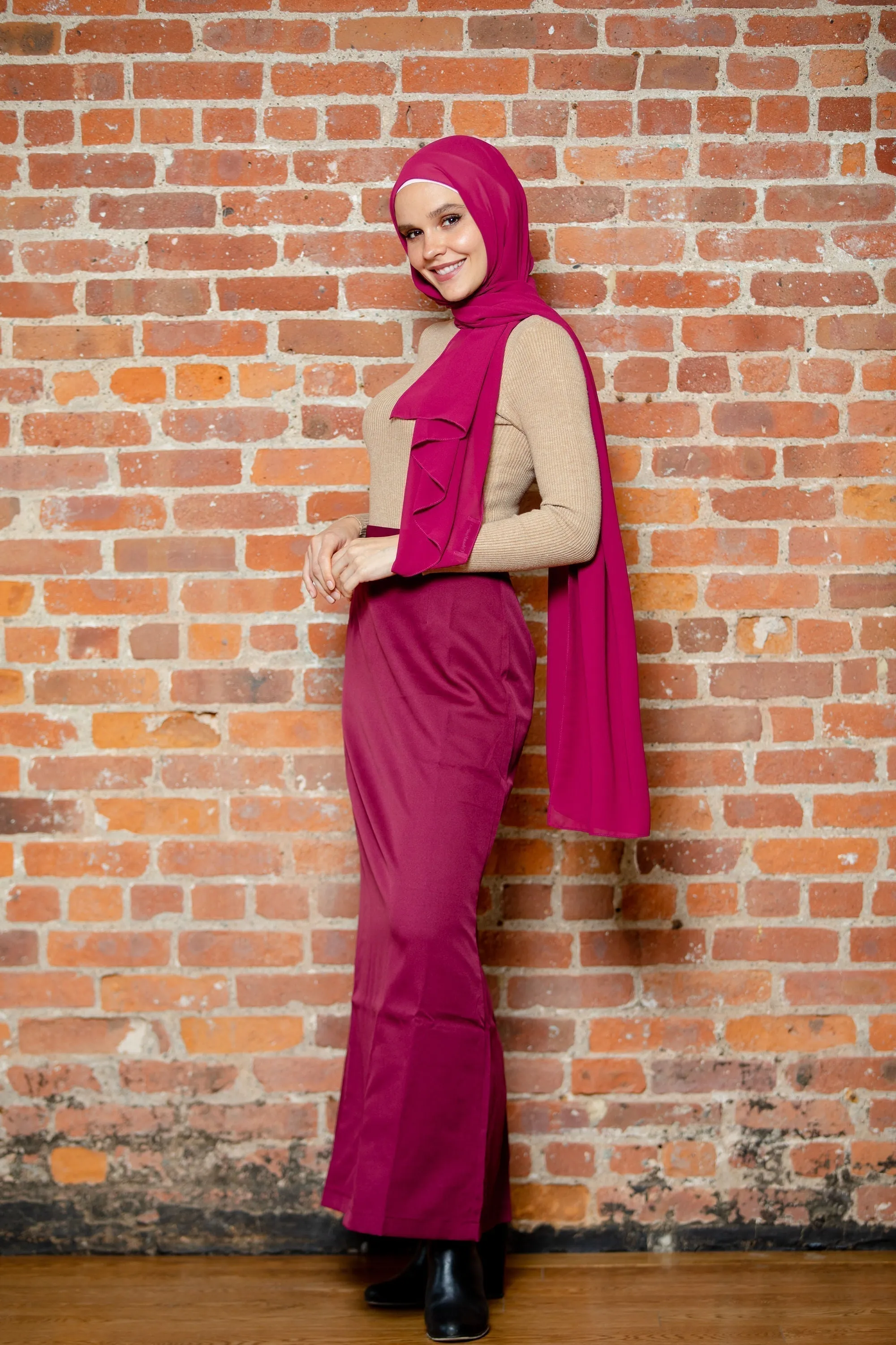 Burgundy Pencil Maxi Skirt-CLEARANCE