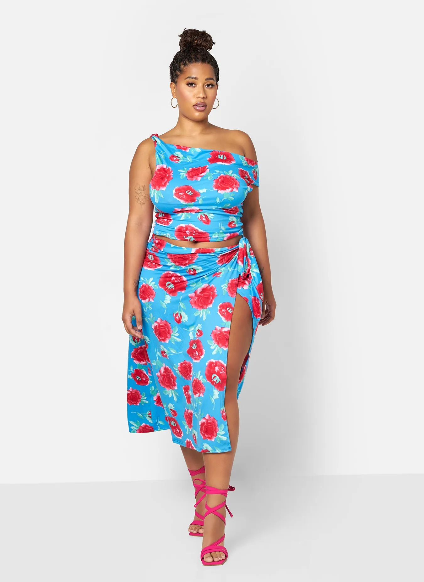 Camila Floral Wrap Midi Skirt