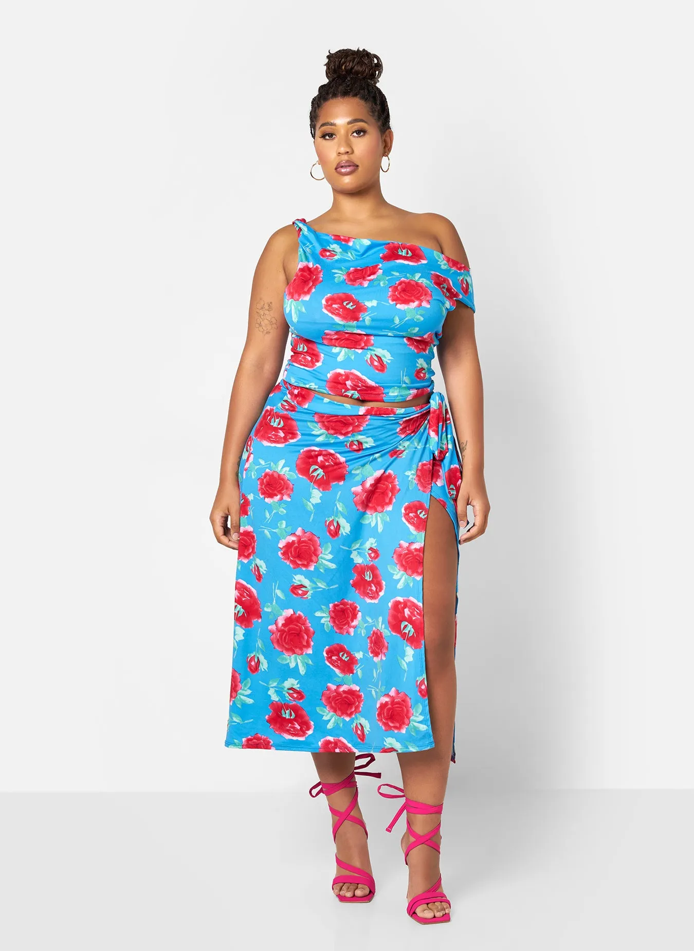 Camila Floral Wrap Midi Skirt