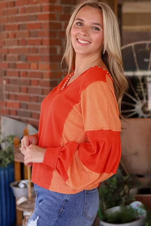 Color Block V-Neck Top