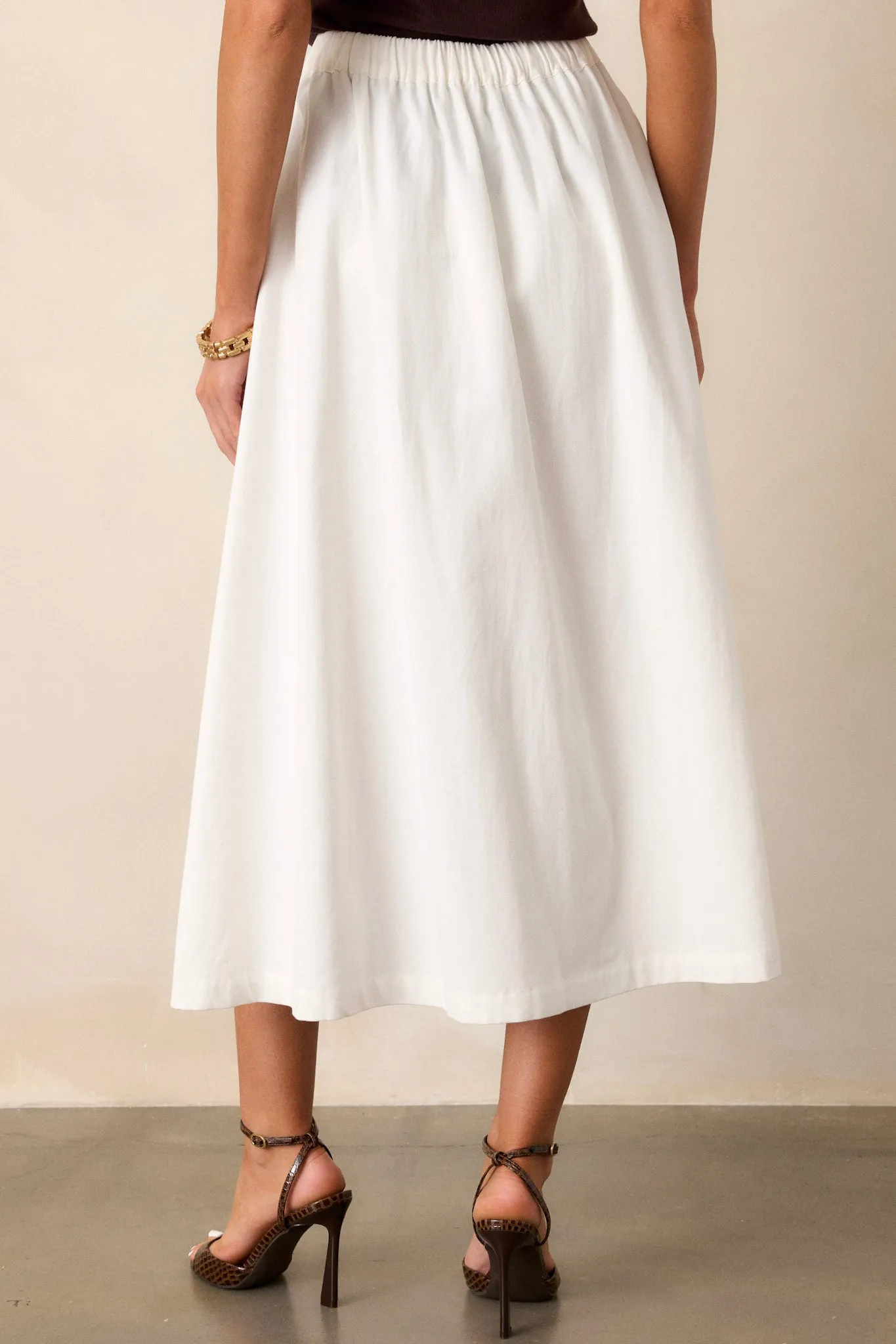 Countryside Charm 100% Cotton Ivory Midi Skirt