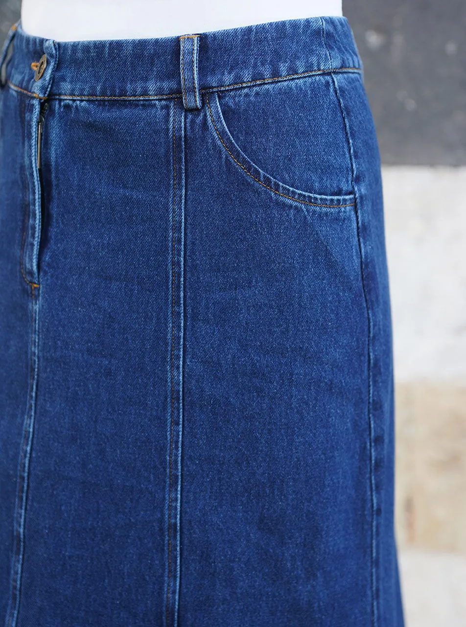 Denim Twill Pocketed Skirt