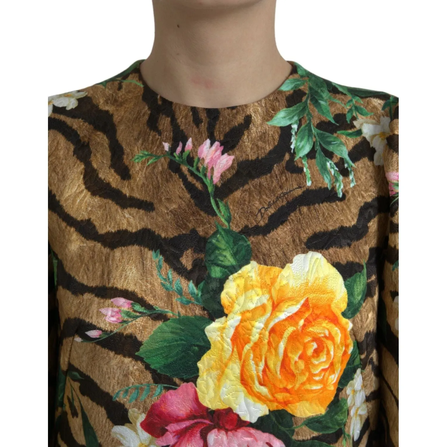 Dolce & Gabbana Animal & Floral Print Mini Shift Dress