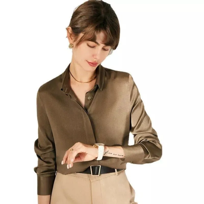 Elegant Mulberry Silk Blouse with Office Lady Style - Lightweight & Breathable