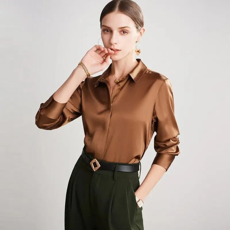 Elegant Mulberry Silk Blouse with Office Lady Style - Lightweight & Breathable