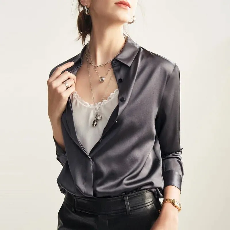 Elegant Mulberry Silk Blouse with Office Lady Style - Lightweight & Breathable