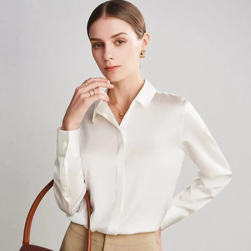 Elegant Mulberry Silk Blouse with Office Lady Style - Lightweight & Breathable