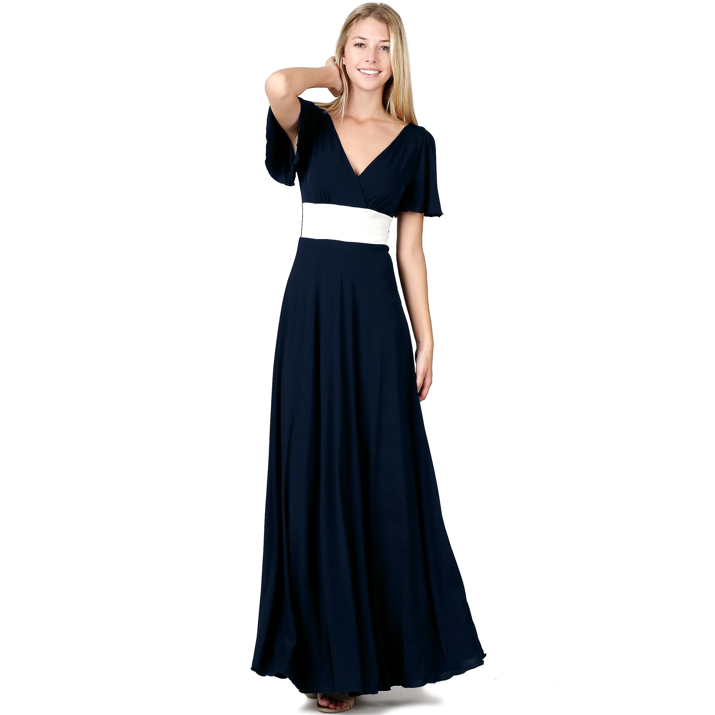 Elegant Slip on Short Sleeves Evening Dress