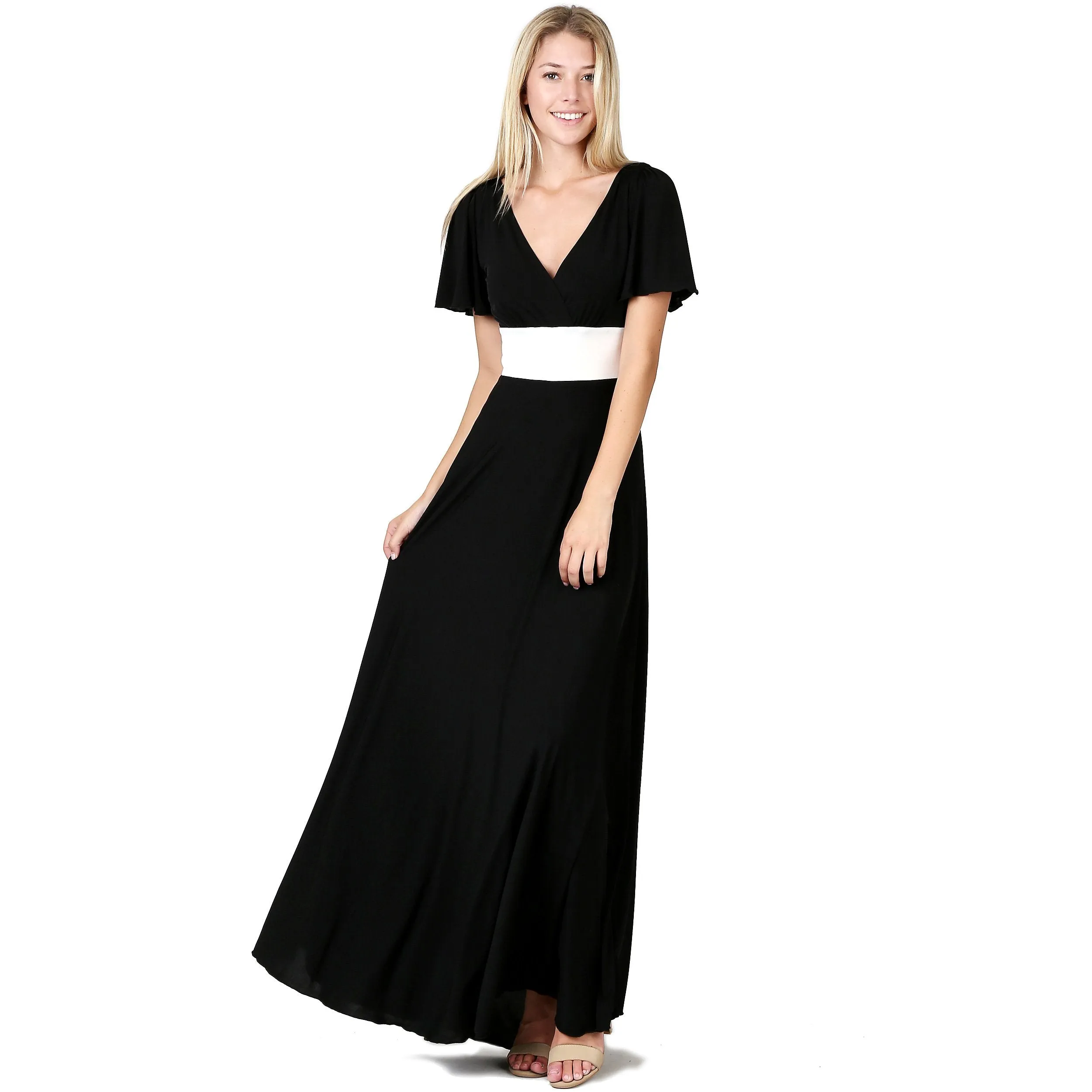 Elegant Slip on Short Sleeves Evening Dress