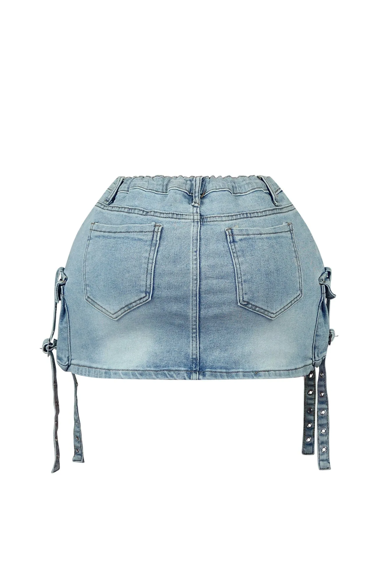 Esme Washed Denim Cargo Mini Skirt