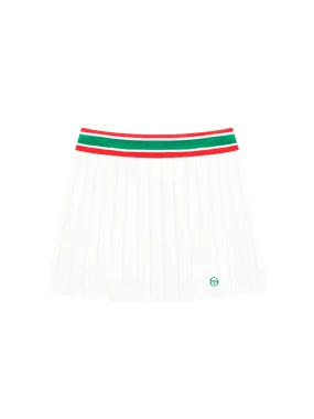 Flag Waistband Pleated Skirt- Off White