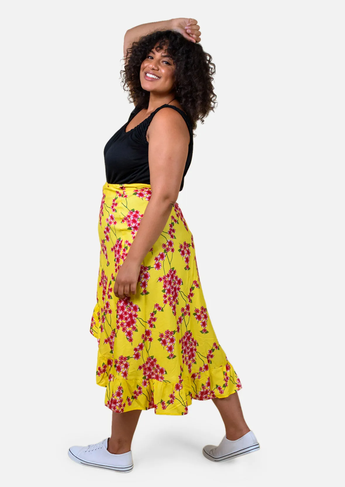 Floral Print Wrap Skirt