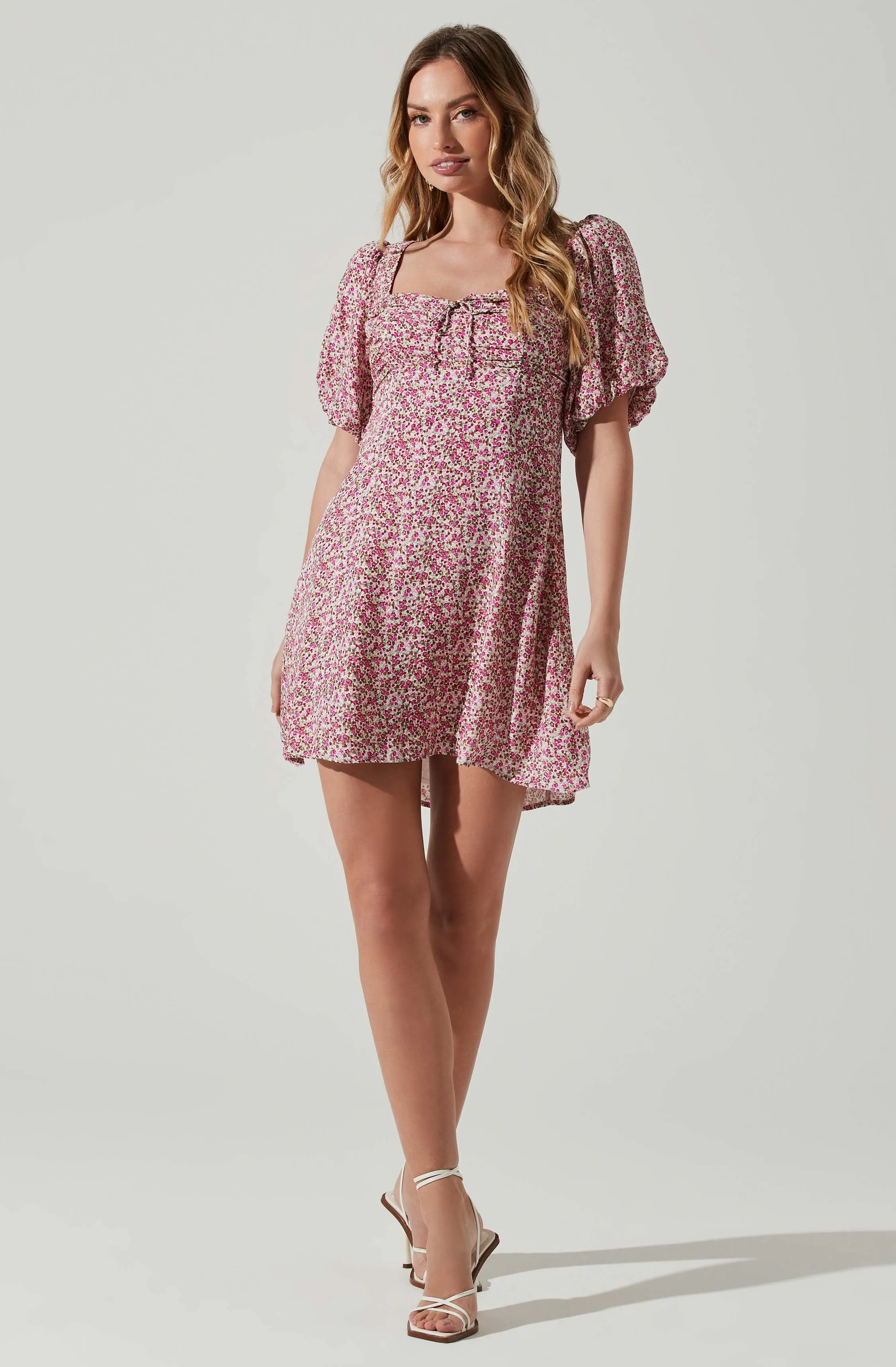 Floral Puff Sleeve Mini Dress