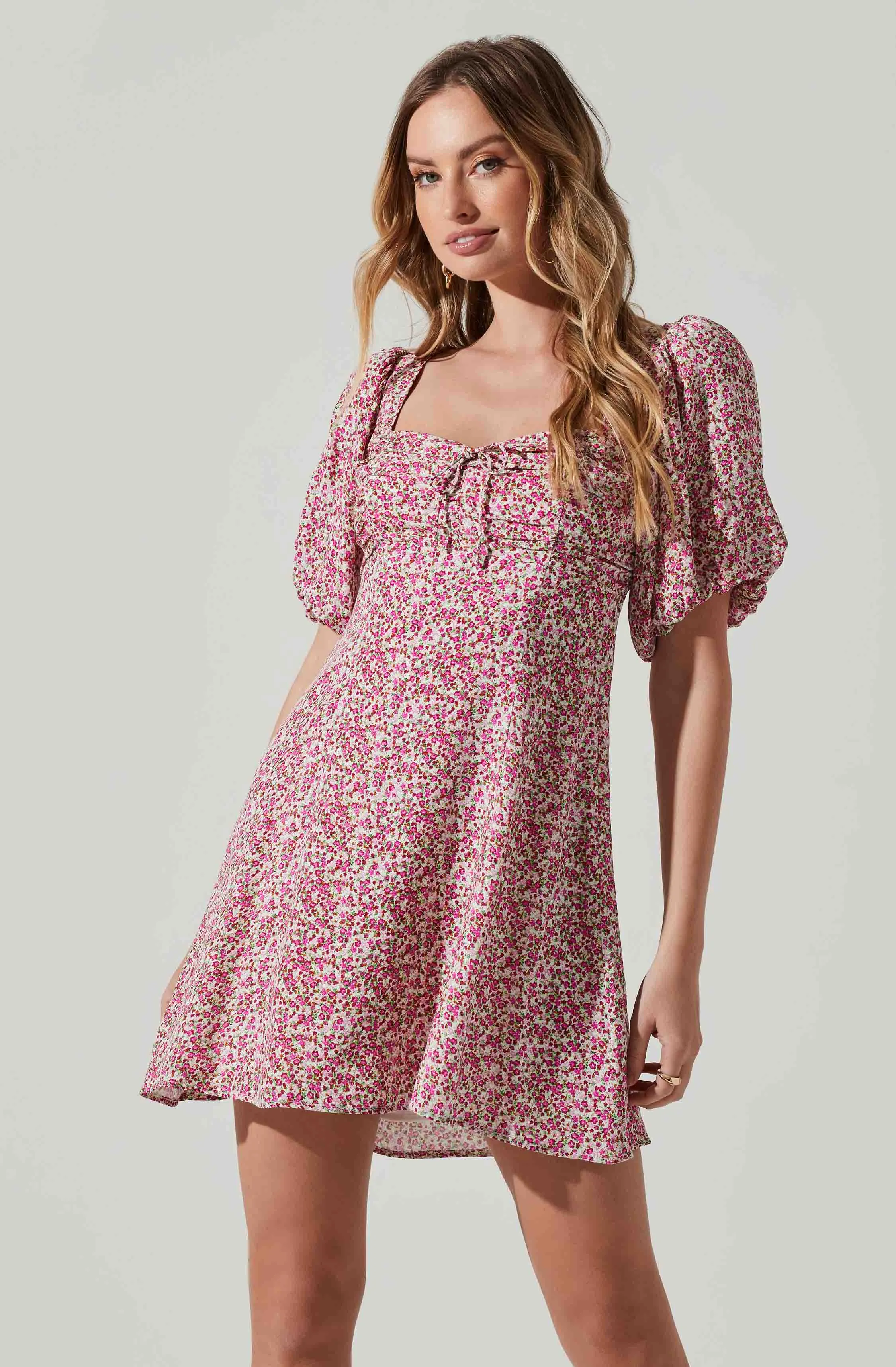 Floral Puff Sleeve Mini Dress