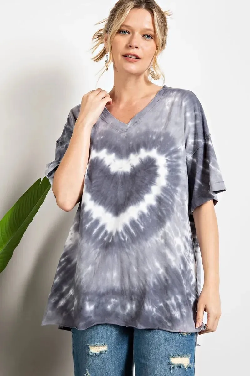 Heart tie dye washed boxy top