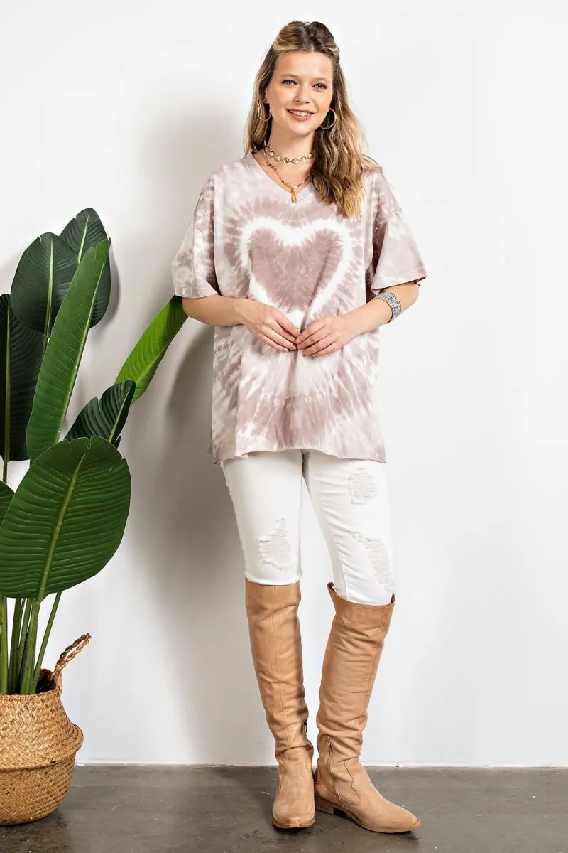 Heart tie dye washed boxy top