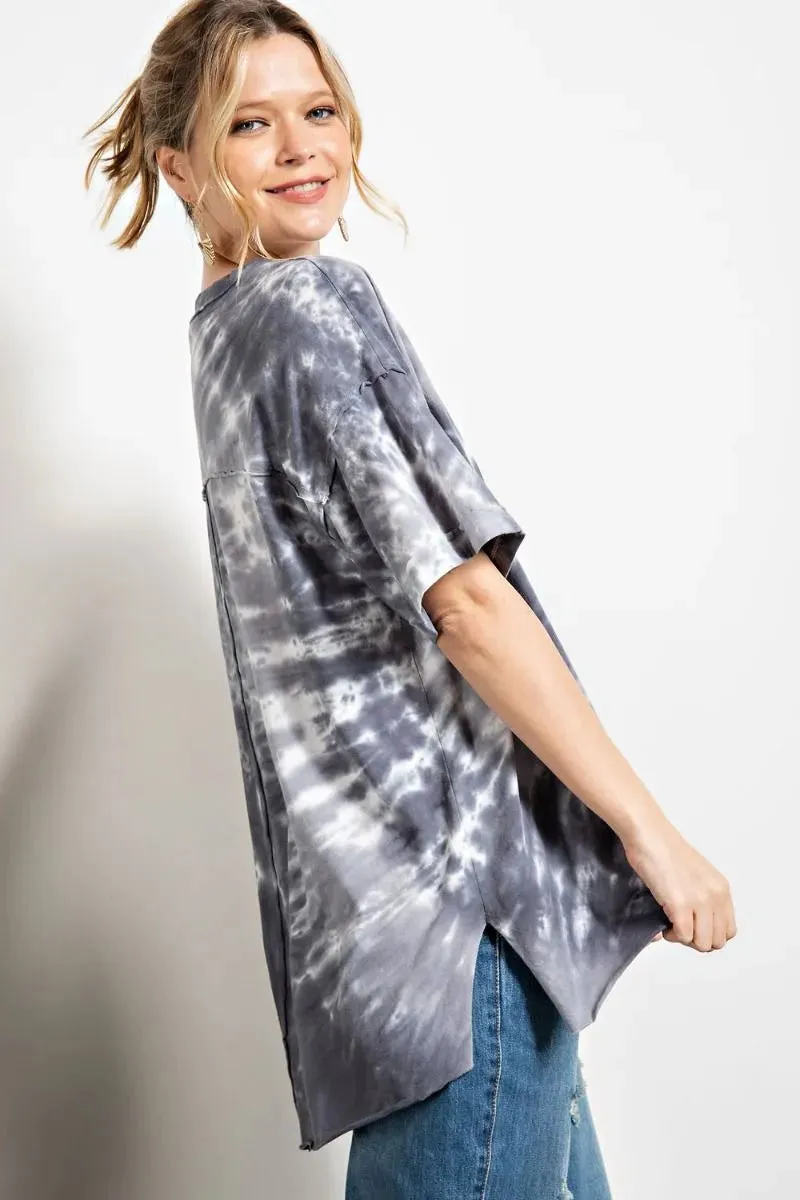 Heart tie dye washed boxy top