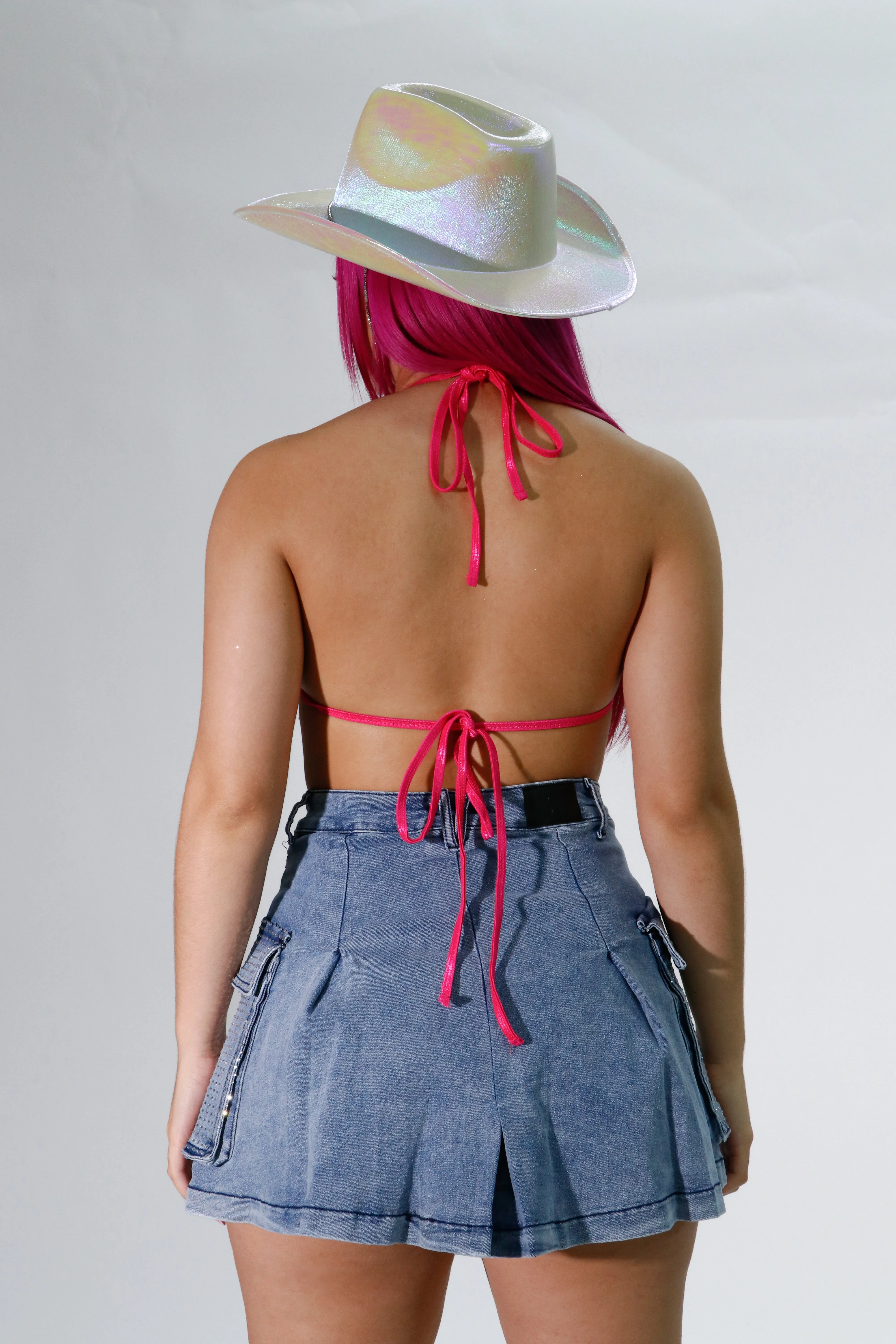 high waisted denim skirt