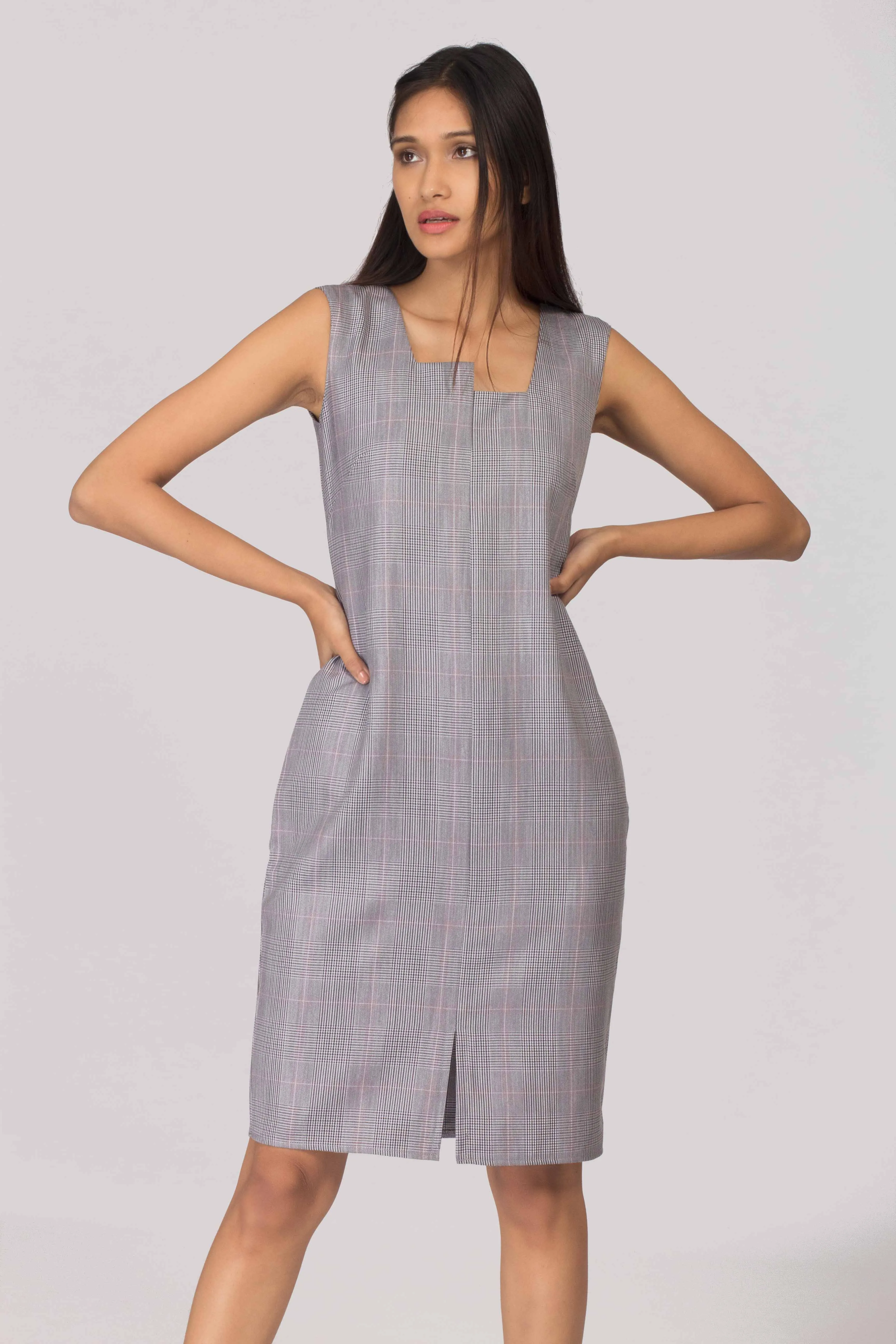 Hillary Boxy Neck Shift Dress