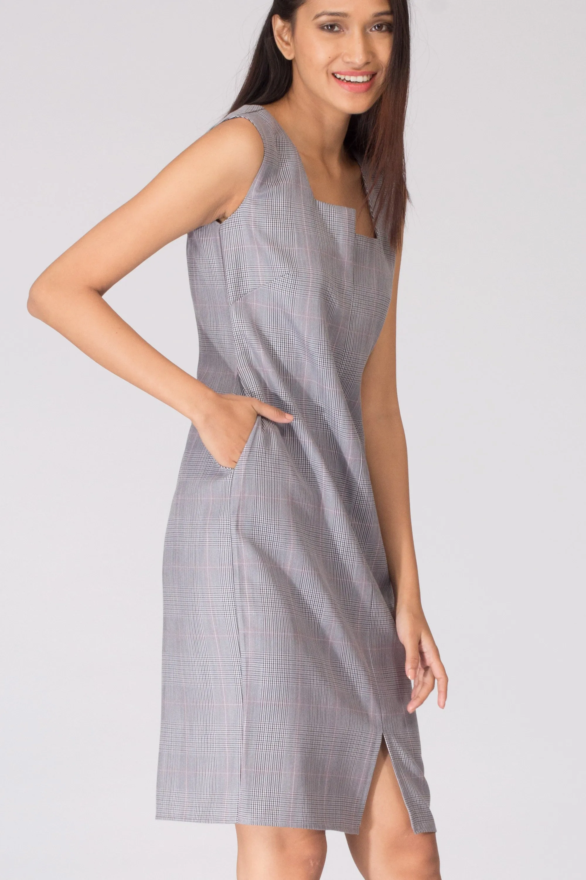 Hillary Boxy Neck Shift Dress