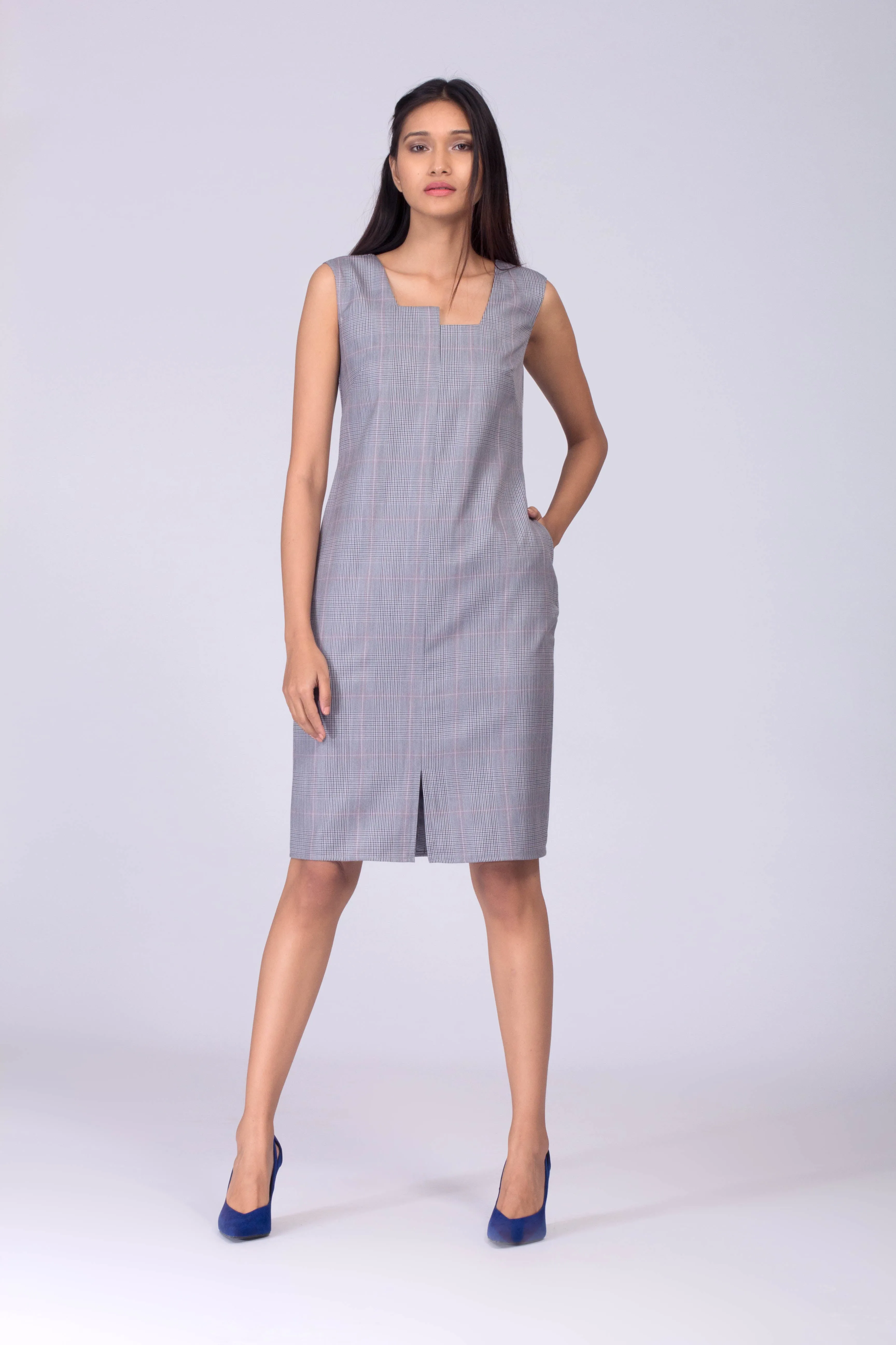 Hillary Boxy Neck Shift Dress