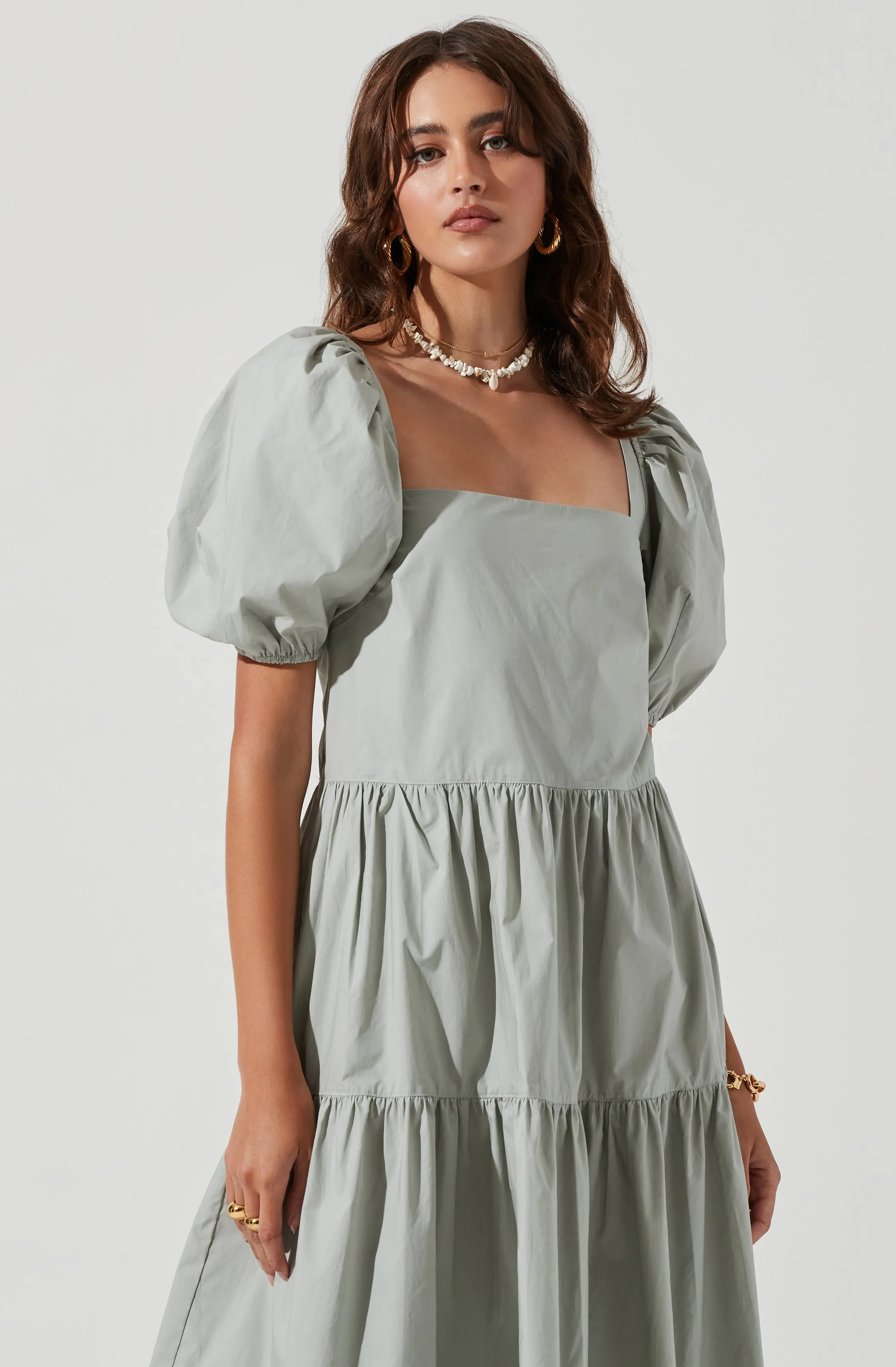 Ilana Puff Sleeve Tiered Midi Dress