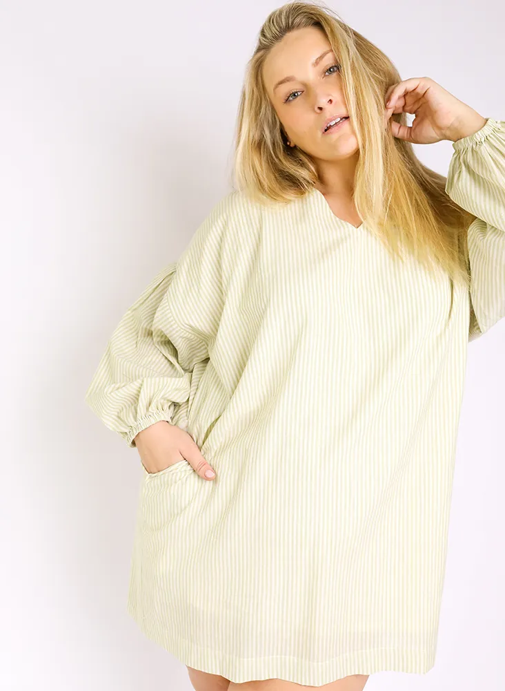 Katie Tunic, matcha stripe