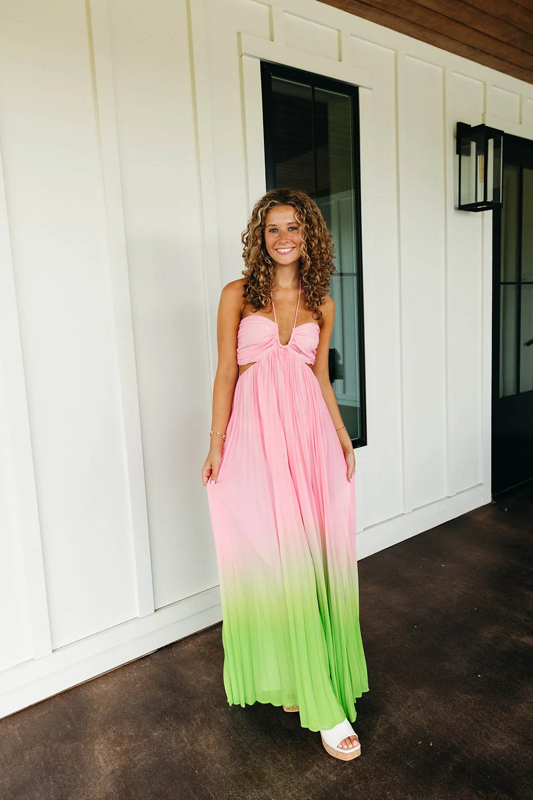 Kennedy Maxi Dress - Pink/Lime