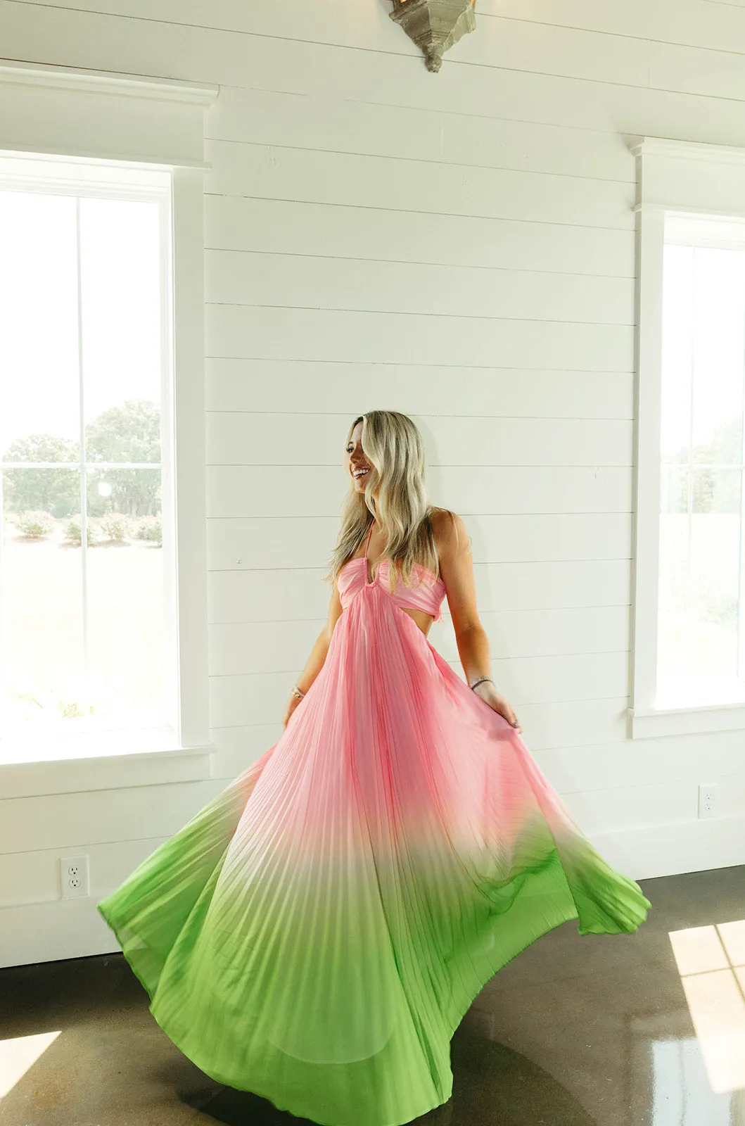 Kennedy Maxi Dress - Pink/Lime