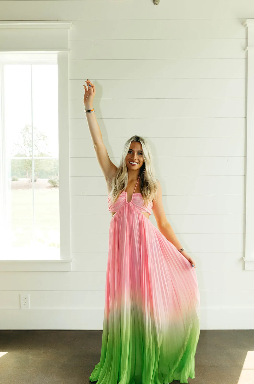 Kennedy Maxi Dress - Pink/Lime